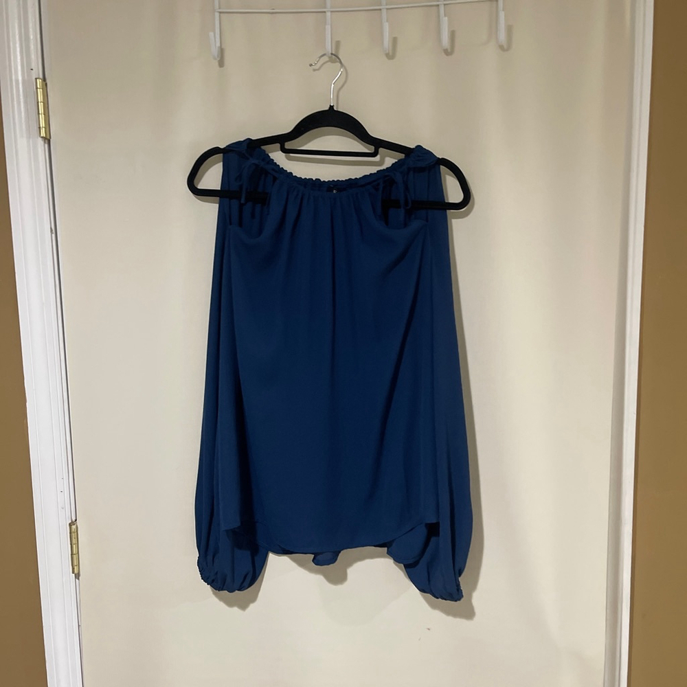 Eloquii Navy Blue Cold Shoulder Blouse Women's Size 14 NWT